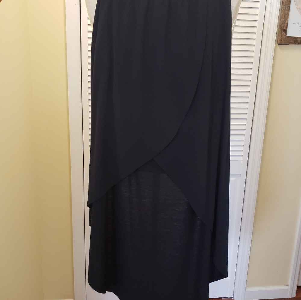 Lily White High Low black maxi skirt